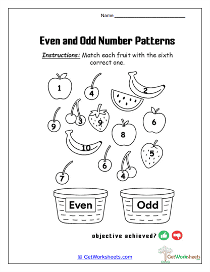 Even and Odd Number Patterns Worksheets