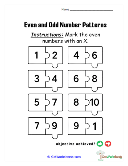 Puzzle Piece Number Check Worksheet