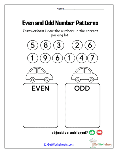 Parking Lot Number Sort Worksheet