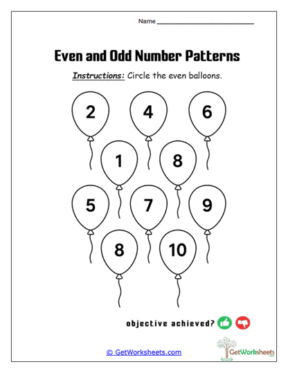 Party Balloon Pairing Worksheet