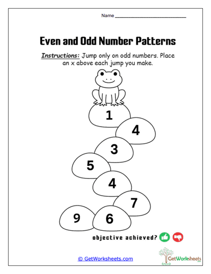 Odd Number Frog Hop Worksheet