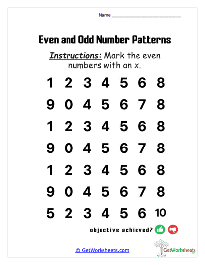 Even Number Search Grid Worksheet