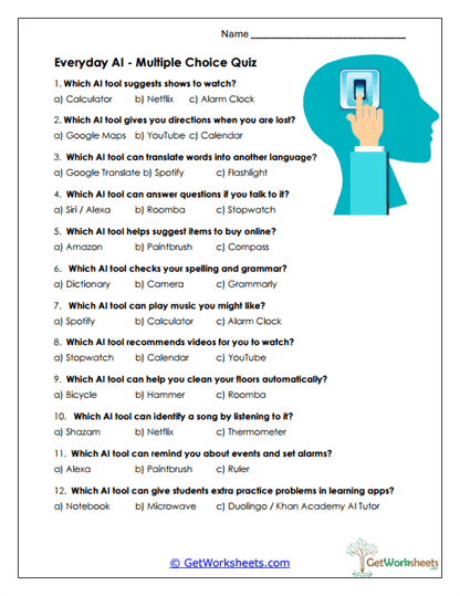 Everyday Examples of AI Worksheets