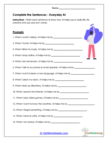 Complete the Sentences - Everyday AI Worksheet