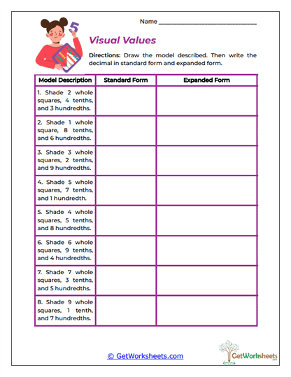 Visual Values Worksheet