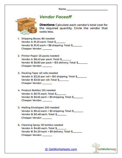 Business Expenses Worksheets