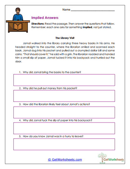 Implied Answers Worksheet