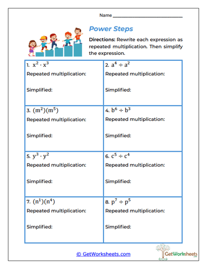Power Steps Worksheet