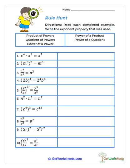 Rule Hunt Worksheet