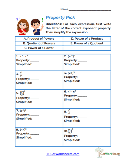 Property Pick Worksheet