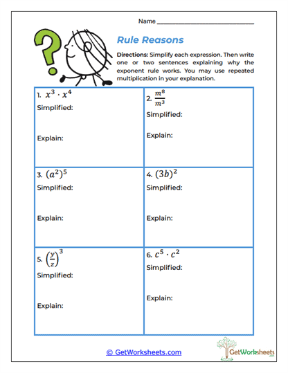 Rule Reasons Worksheet