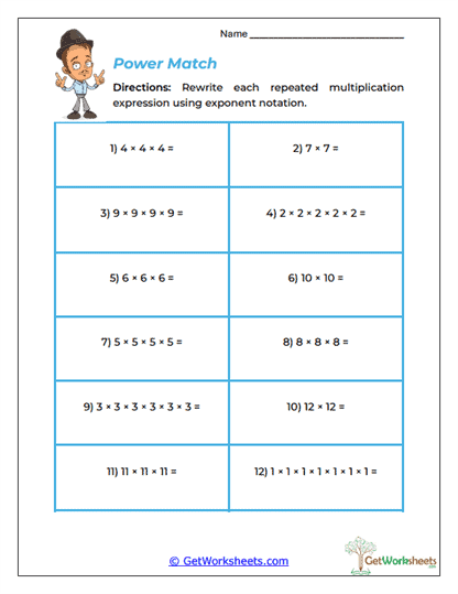 Power Match Worksheet