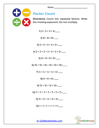 Factor Count Worksheet