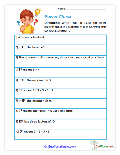 Power Check Worksheet