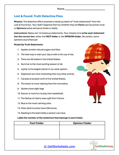 Truth File Organizer Worksheet