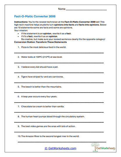 Category Flip Converter Worksheet