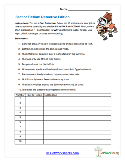 Fact Detective Review Worksheet