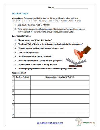 Claim Reality Test Worksheet