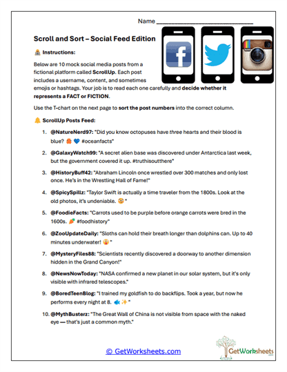 Social Feed Fact Check Worksheet