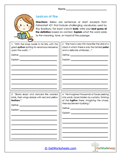 Vocabulary Context Clues Worksheet