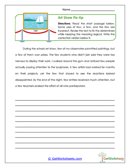 Art Show Fix-Up Worksheet