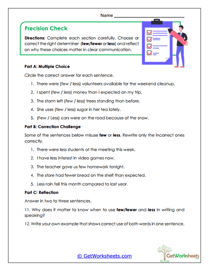 Few vs. Less Worksheets
