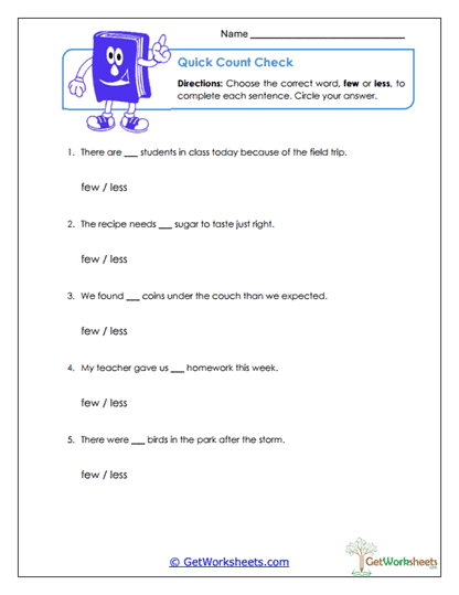 Quick Count Check Worksheet