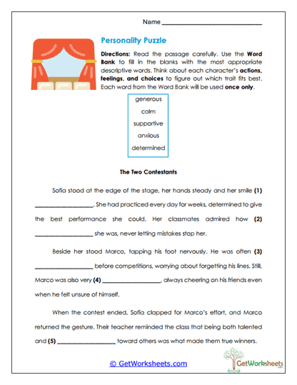 Personality Puzzle Worksheet