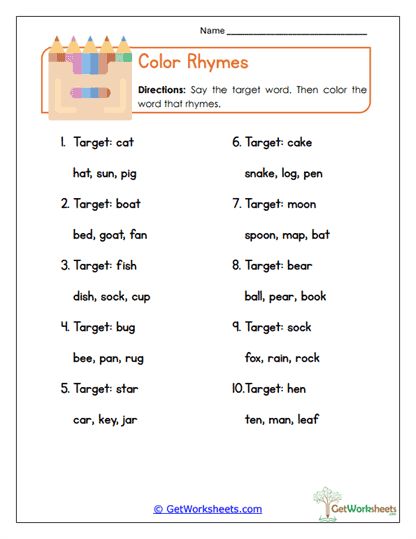 Color Choice Worksheet