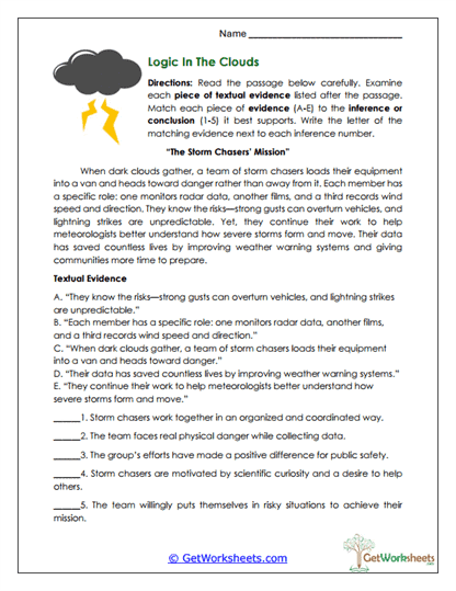Logic in the Clouds Worksheet