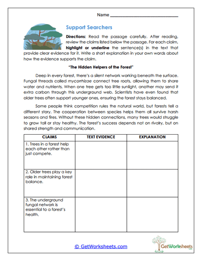 Support Searchers Worksheet