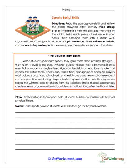 Sports Build Skills Worksheet
