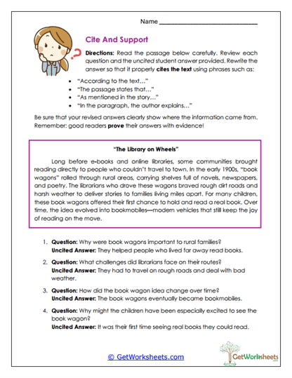 Cite and Support Worksheet