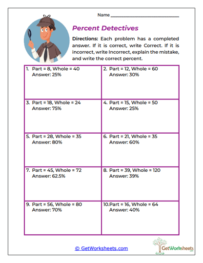 Percent Detectives Worksheet