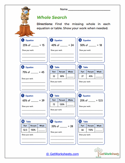 Whole Search Worksheet