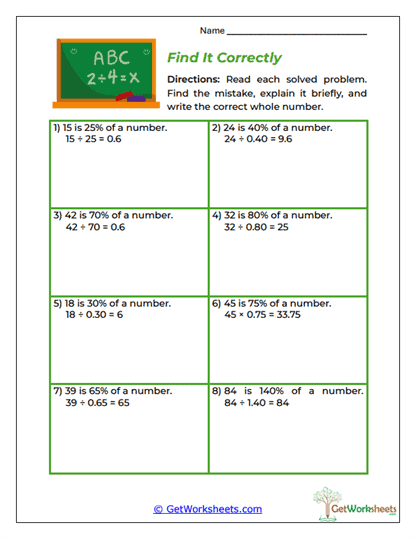 Find It Correctly Worksheet