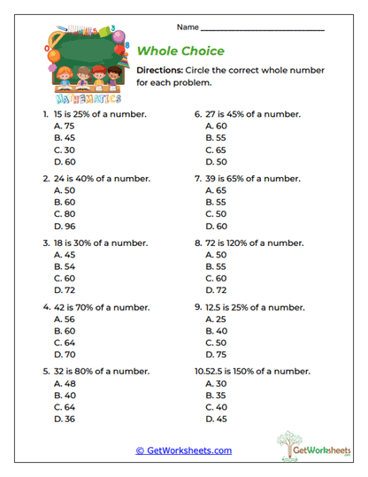 Whole Choice Worksheet