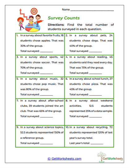 Survey Counts Worksheet