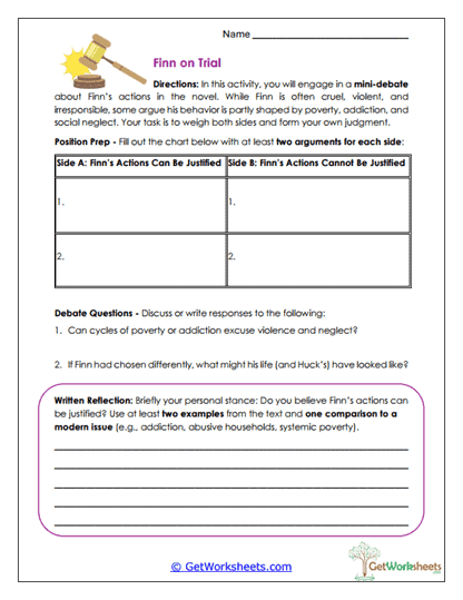 Finn on Trial Worksheet