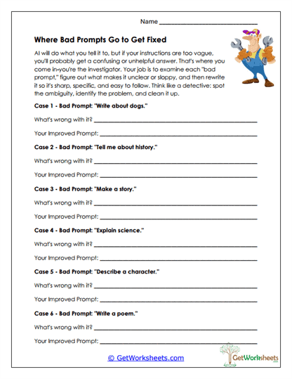 Improving Vague Prompts Worksheet