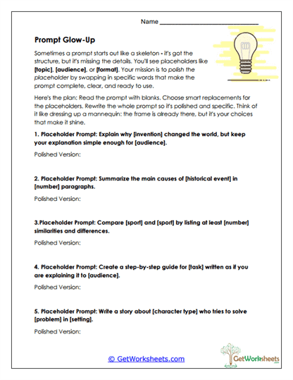 Polishing Placeholder Prompts Worksheet
