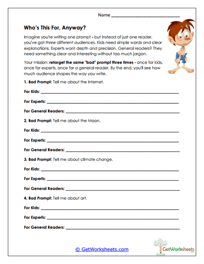 Adapting Prompts for Audiences Worksheet