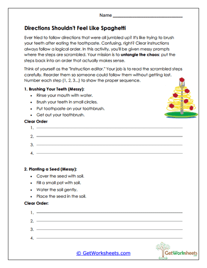 Sequencing Clear Directions Worksheet