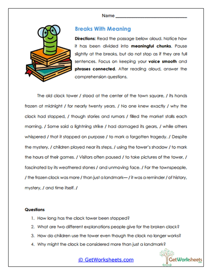 Breaks With Meaning Worksheet