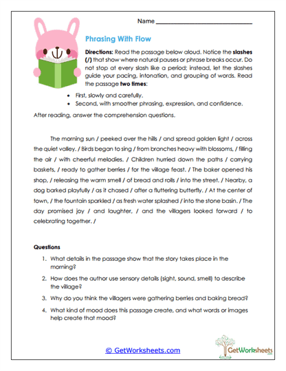 Phrasing With Flow Worksheet