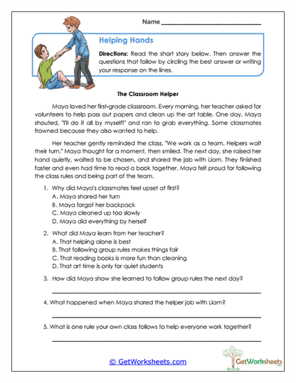Helping Hands Worksheet
