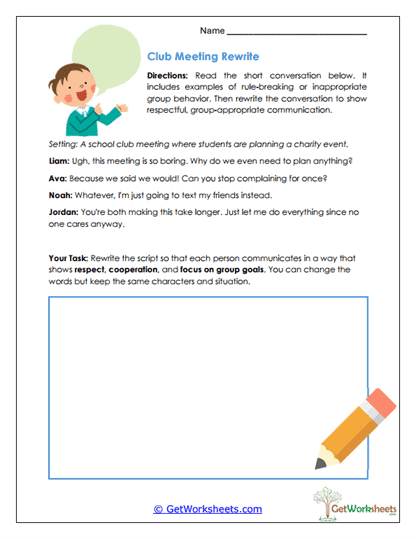 Club Meeting Rewrite Worksheet