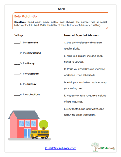 Rule Match-Up Worksheet