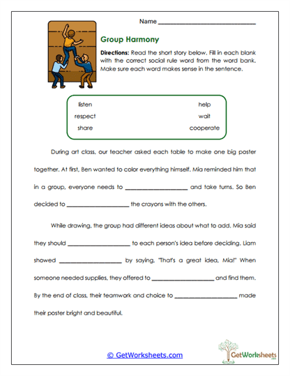 Group Harmony Worksheet