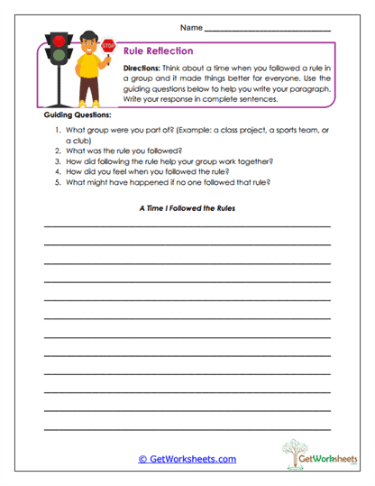Rule Reflection Worksheet